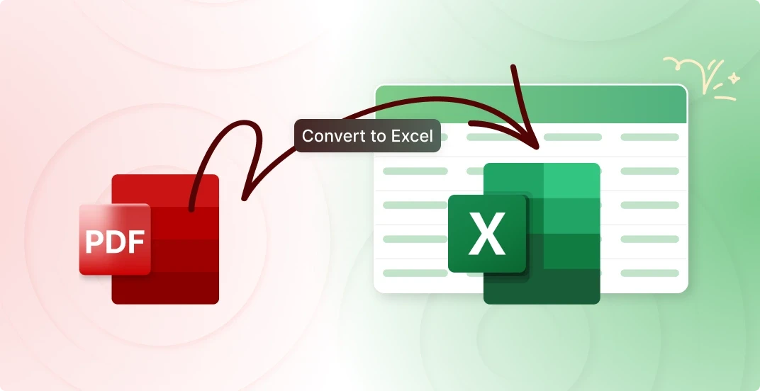 Illustration showing PDF converting into Excel format.